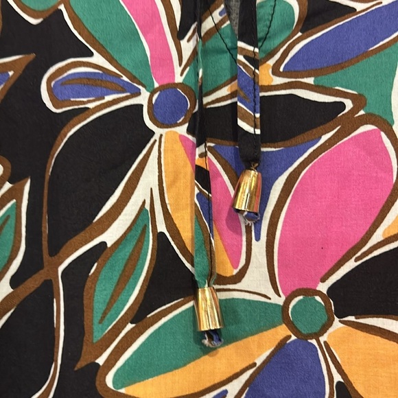 Entro Floral Print Short Puff Sleeve Tiered Detail Blouse In Multi Size Medium - Picture 7 of 12